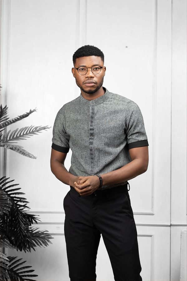 NAWA Men’s African Embroidered cashmere Blend Shirt | African Wear