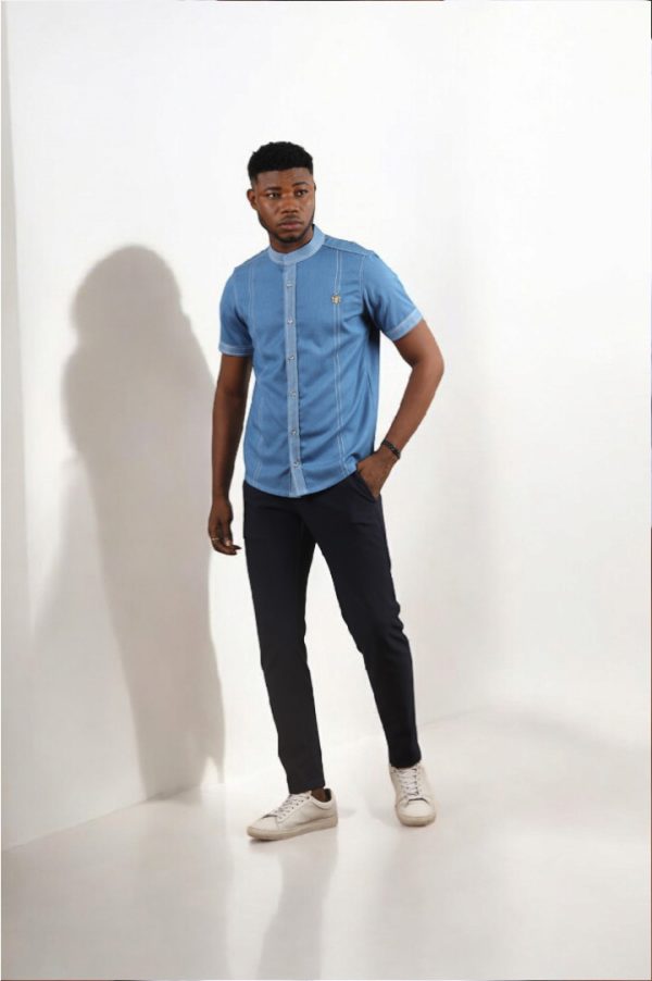 Denim Short Sleeves Shirt | African Wear
