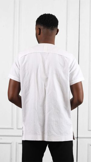 White Cotton Blend Short Sleeves Shirt | African Wear