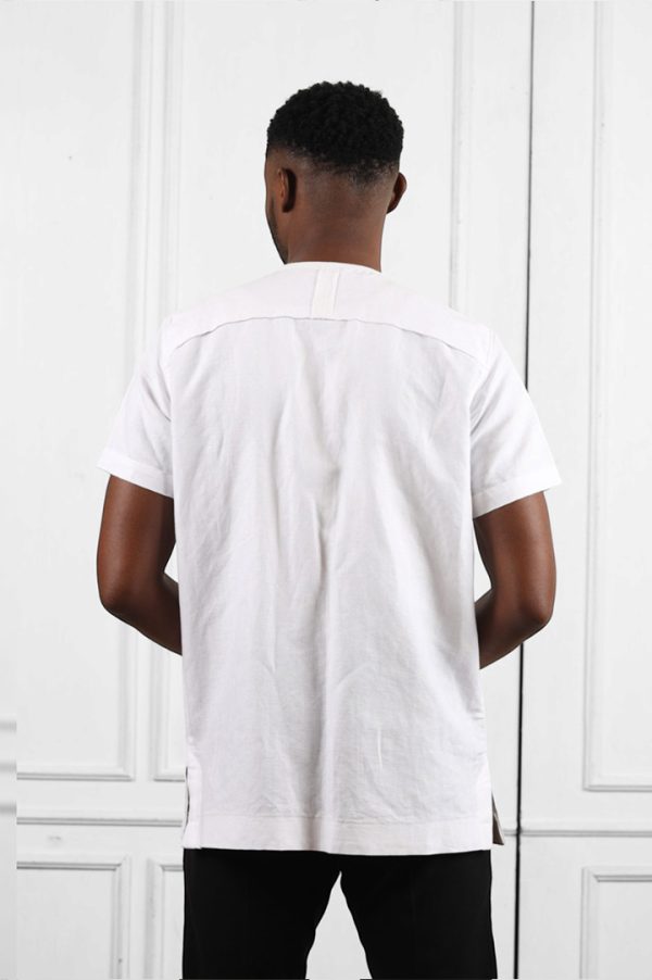 White Cotton Blend Short Sleeves Shirt | African Wear