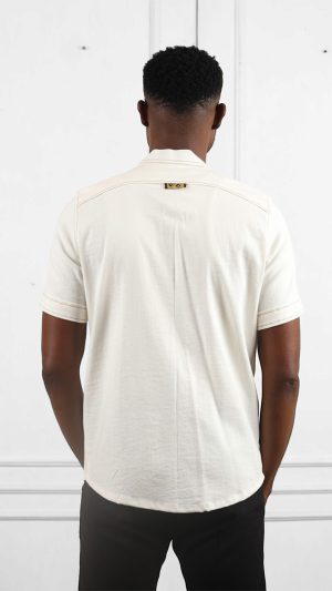 NAWA light cream Linen Blend Short Sleeves Shirt | African Wear