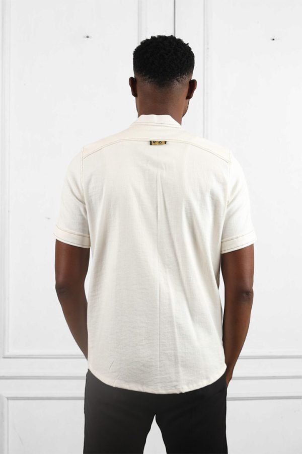 NAWA light cream Linen Blend Short Sleeves Shirt | African Wear