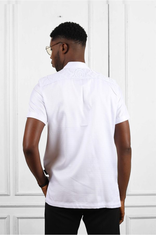 White Cotton Blend Short Sleeves Shirt | African Wear