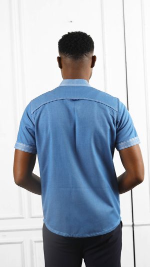 Denim Short Sleeves Shirt | African Wear