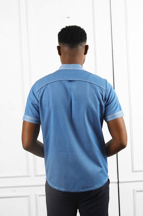 Denim Short Sleeves Shirt | African Wear