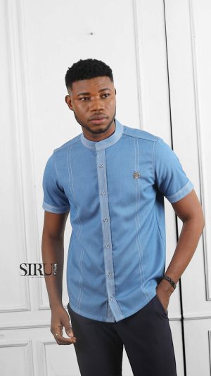Denim Short Sleeves Shirt | African Wear