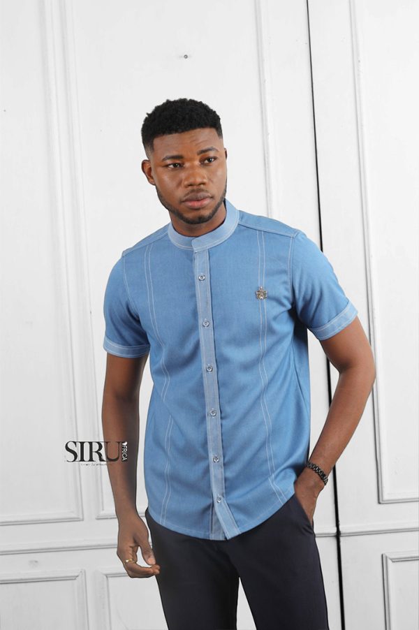 Denim Short Sleeves Shirt | African Wear