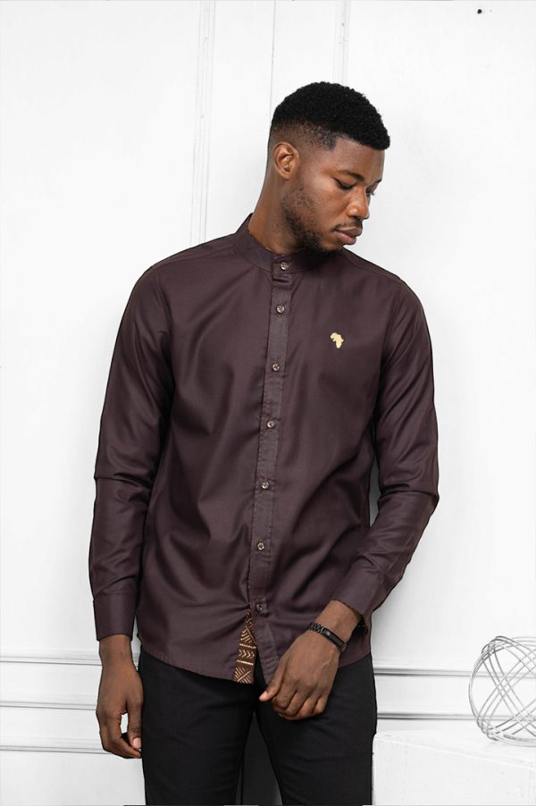 Coffee Brown Long Sleeves Shirt|African Wear