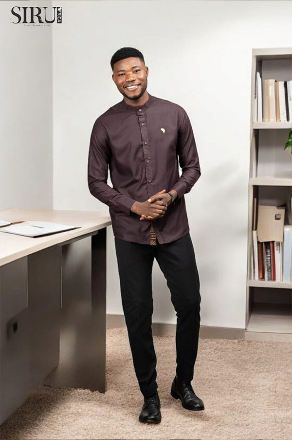 Coffee Brown Long Sleeves Shirt|African Wear