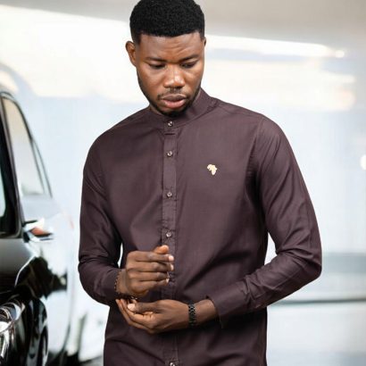 Coffee Brown Long Sleeves Shirt|African Wear