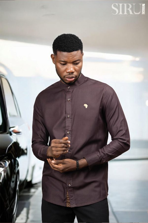 Coffee Brown Long Sleeves Shirt|African Wear