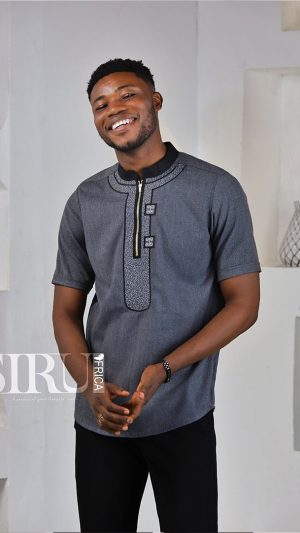 NAWA Men’s African Embroidered cashmere Blend Shirt | African Wear