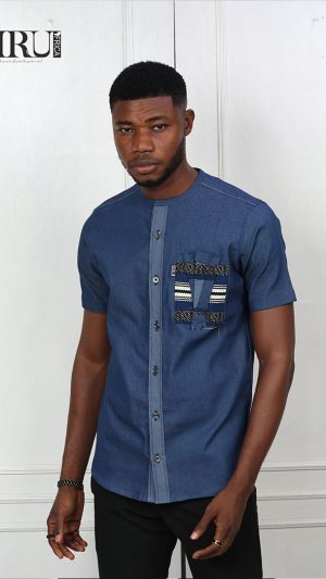 Denim Short Sleeves Shirt | African Wear