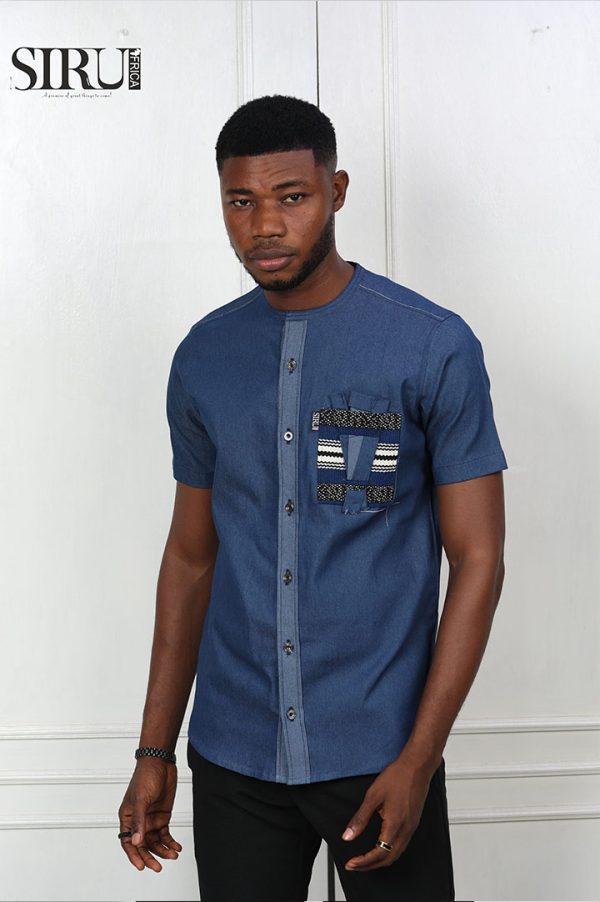 Denim Short Sleeves Shirt | African Wear