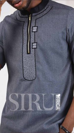 NAWA Men’s African Embroidered cashmere Blend Shirt | African Wear