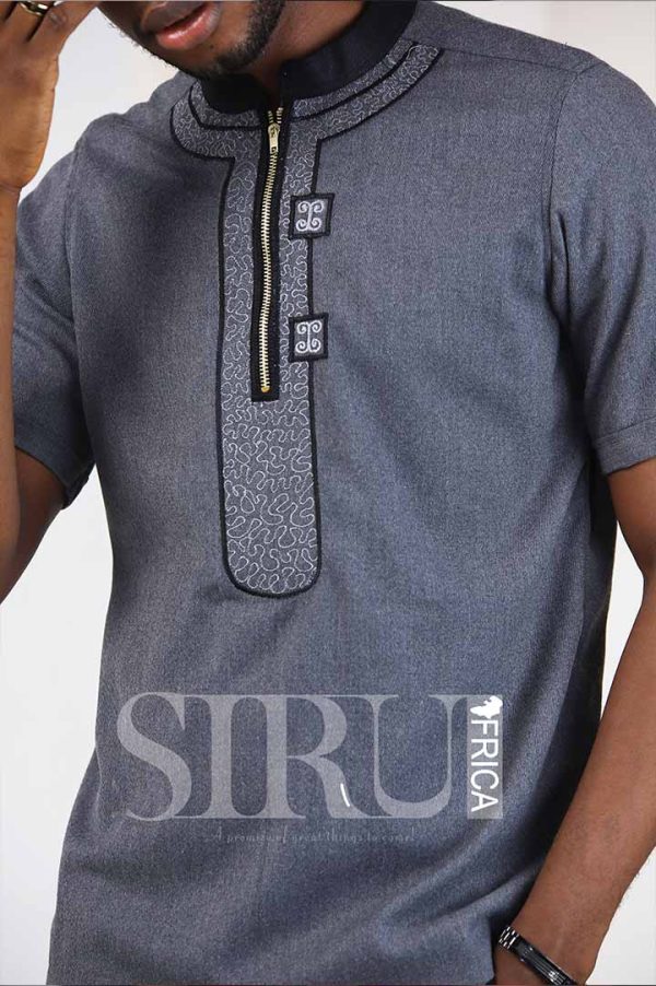 NAWA Men’s African Embroidered cashmere Blend Shirt | African Wear