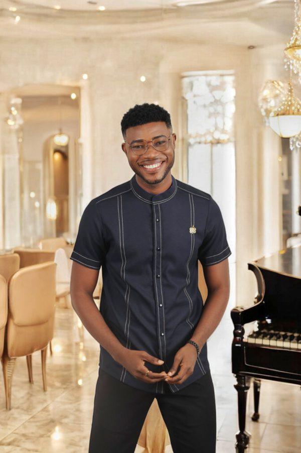 Sankara Navy blue Short Sleeved Shirt | African Men's Wear