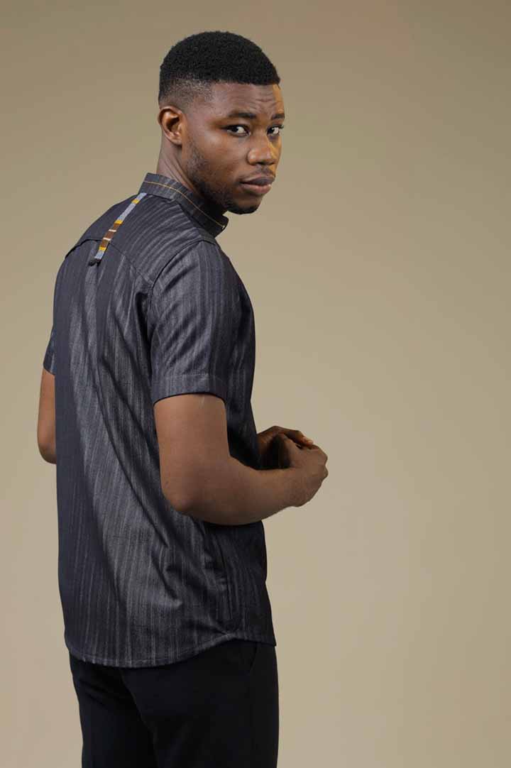 Denim Short Sleeved Shirt | African Men's Wear