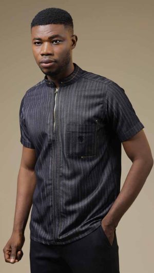 Denim Short Sleeved Shirt | African Men's Wear