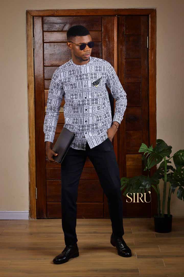 African Print Long Sleeved Shirt | African Men's Wear